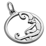 Round Celtic Pixie Sterling Silver Pendant - pn493